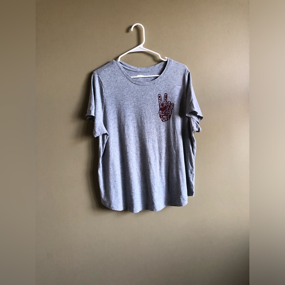 New Old Navy Women Grey Cotton Graphic Tee sign Shirt Size XL